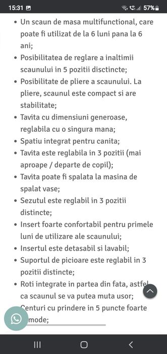 Scaun de masa jole joie multifuncțional 6 în 1