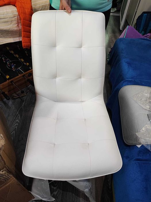 Scaune Atlas Piele Alba  2 buc Noi