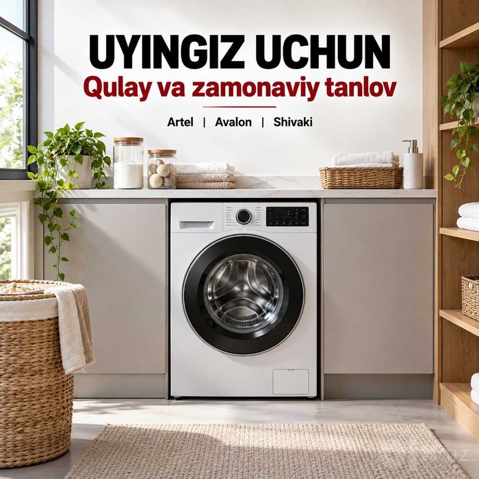 Kir yuvish mashinalari Artel, Avalon, Shivaki — kafolatli