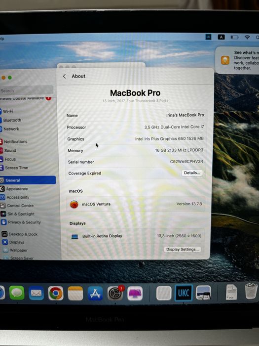 MacBook 13inch Touchbar 2017