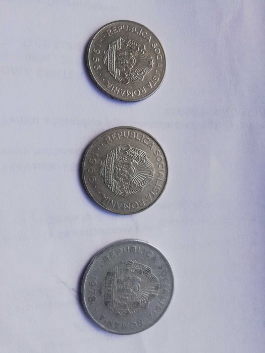 Colectie monede 1 leu si 3 lei din 1966 si 5 lei din 1978