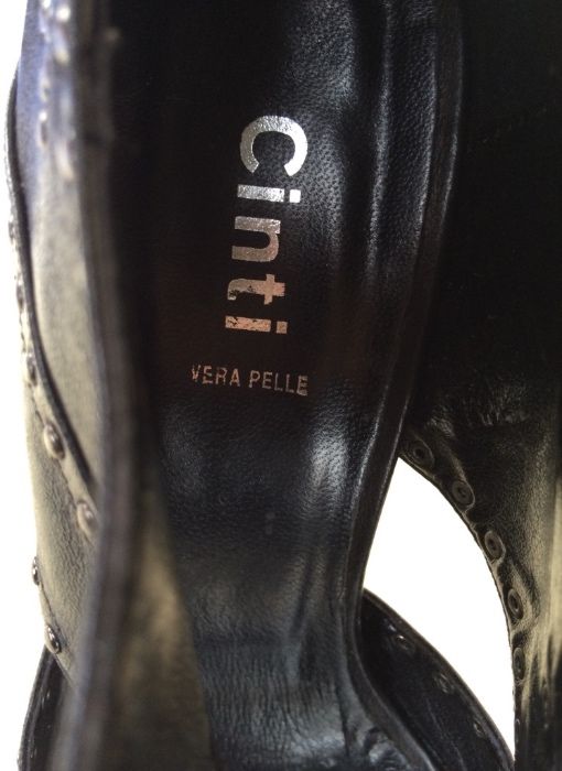 CINTI Sandale Chic/Cocktail Dama Stiletto Negru Studded Piele Italia