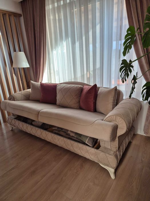 Canapea extensibilă 3 locuri cu 1 fotoliu