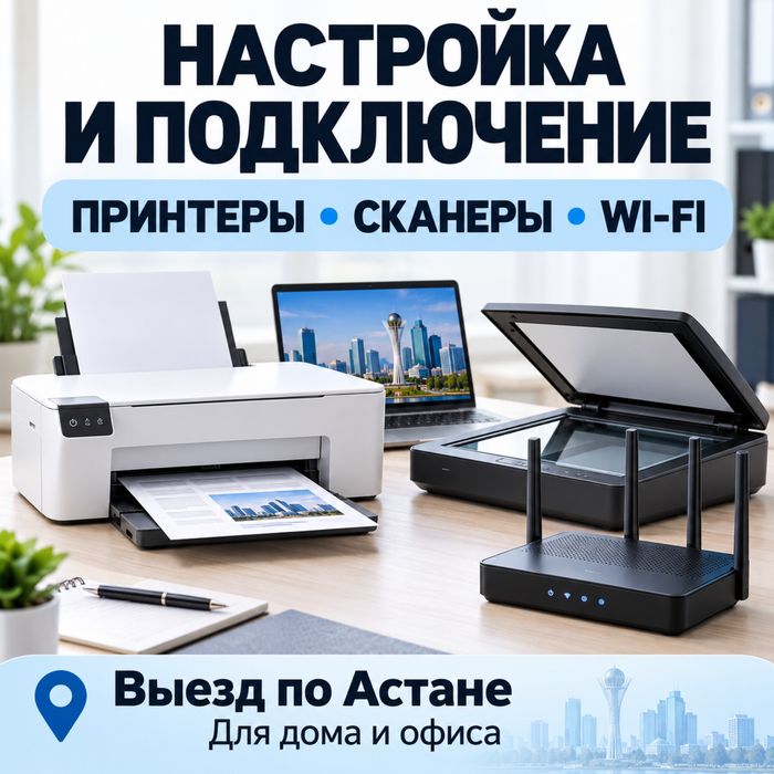 Настройка Wi-Fi, принтеров и сканеров  IT услуги— Астана