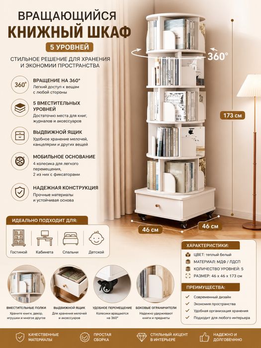Книжная полка врашающая