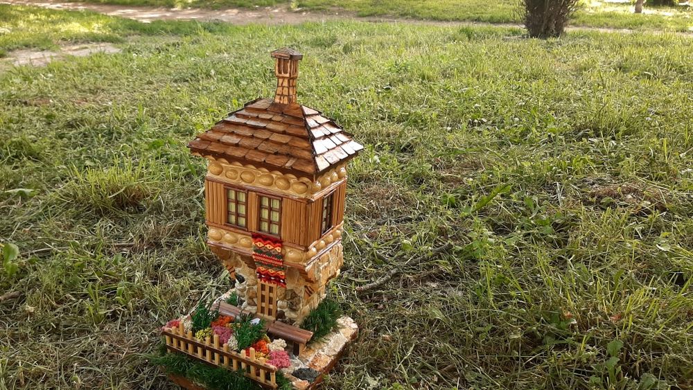Декоративна къща, Макет на българска къща от дърво и камък, ръчна изра