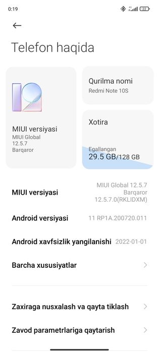 Redmi Not 10S  128/8