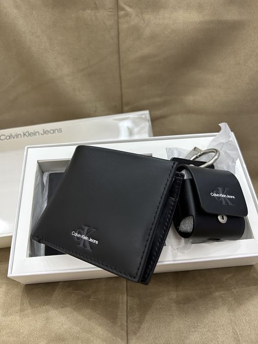 Оригинал Calvin Klein мужской кошелек+ чехол для эйрподсов