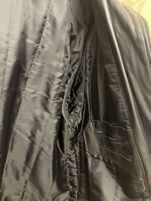 Мъжко черно кожено яке с подплата размер 52