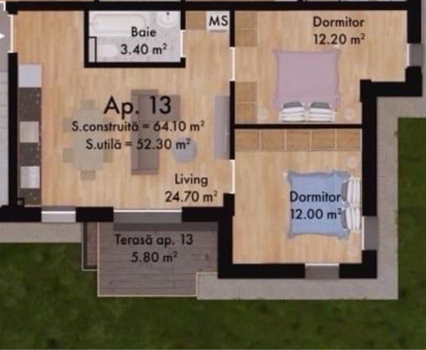 Apartament semifinisat complex nou