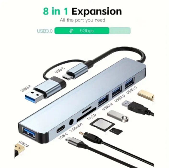 USB 3.0 - hub, хаб 8 в 1