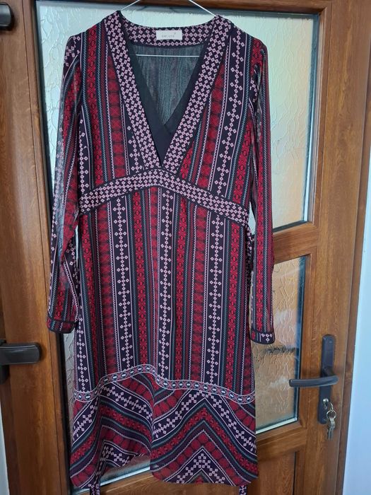 Rochie de vară cu mâneci lungi și imprimeu multicolor mărimea S-M