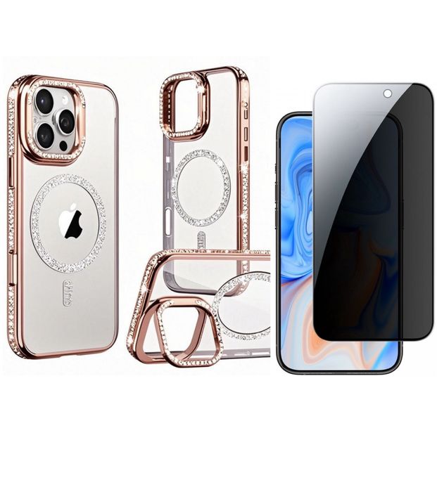 Husa Luxury Stone si Folie Sticla Anti Static Iphone 16/PRO 16 PRO MAX