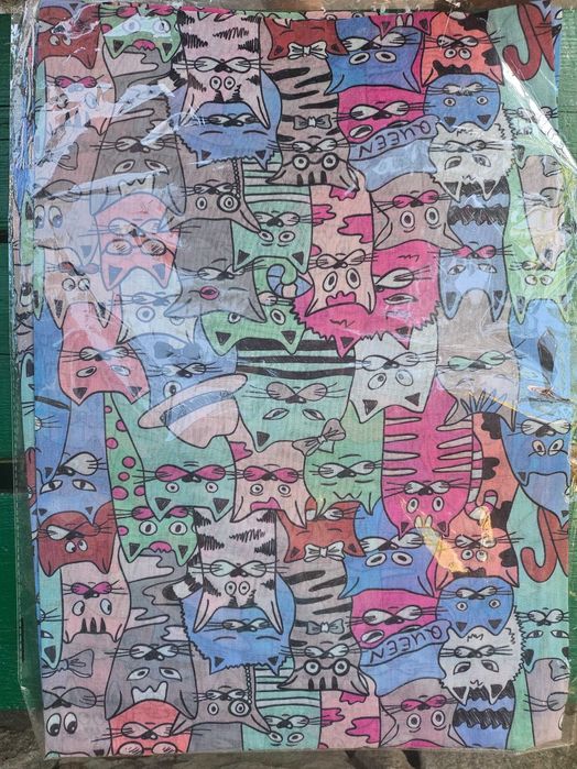 Шал памук и кашмир с котки