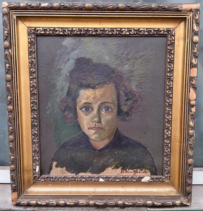 Tablou vechi - portret fetita - semnat St. Dimitrescu