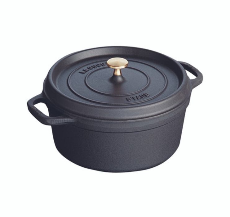 Чисто нова френска чугунена тенджера Staub Cocotte 24 см (Черен мат)