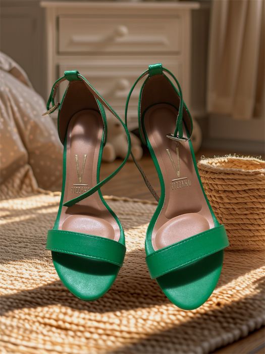 Sandale confortabile verzi, cu bareta, toc cui Vizzano 38
