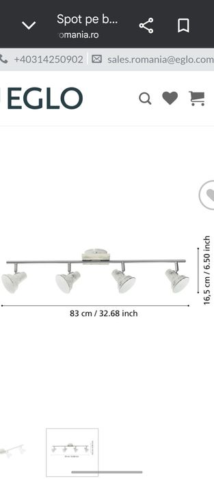 Plafoniera(bara spoturi) 4 spoturi i Eglo