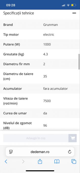 Vand grunman trimmer electric 1000 W