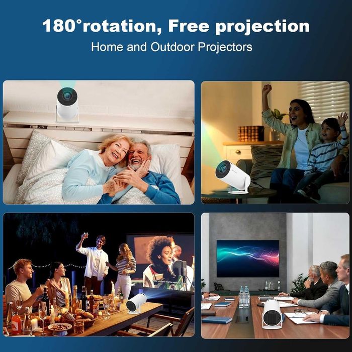 Мини проектор, интелигентен 4K 1080P проектор с WIFI 6 и Bluetooth