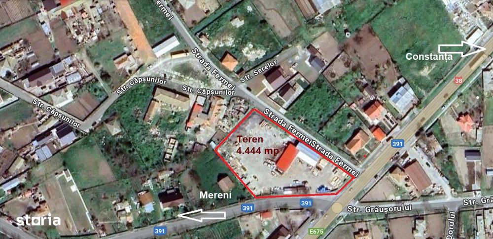 Teren intravilan 4444 mp - Topraisar – Intersectia DE675  cu DJ391