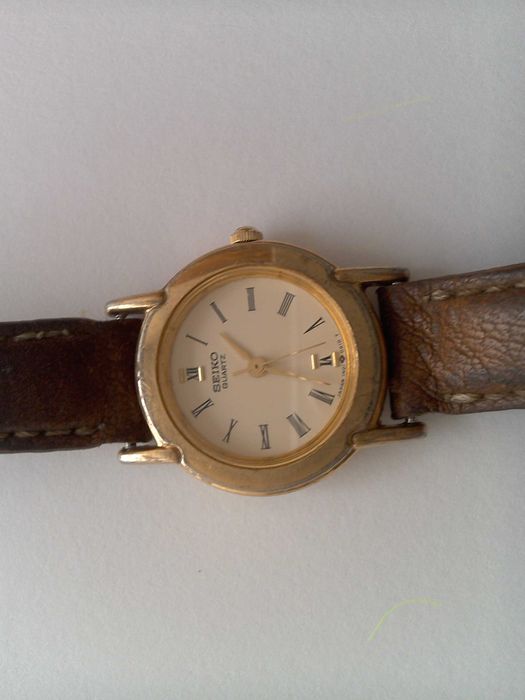 Ceas Seiko, placat aur, damă, quartz, curea piele calitate deosebită