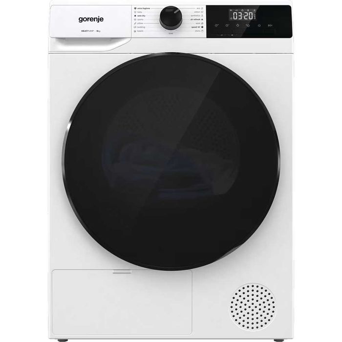Uscator de rufe GORENJE DHNA93, Pompa de caldura, 9 kg, 15 programe, Clasa C, alb