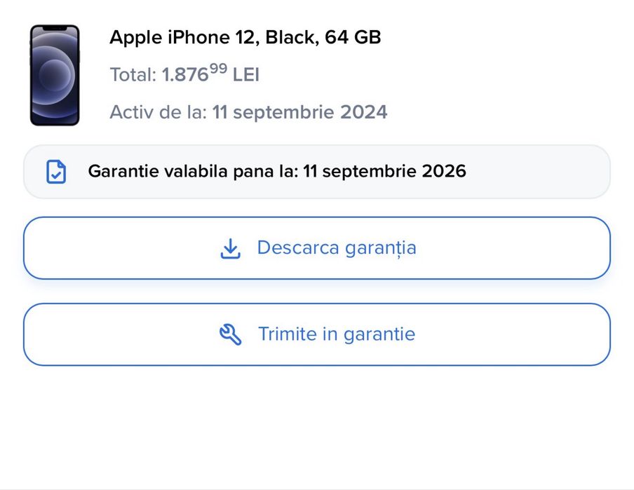 Iphone 12 black, 64 gb, ca nou, 100% baterie