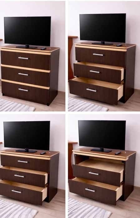 Comodă TV 50/70 cm și 70 cm înălțime cu 3 sertare