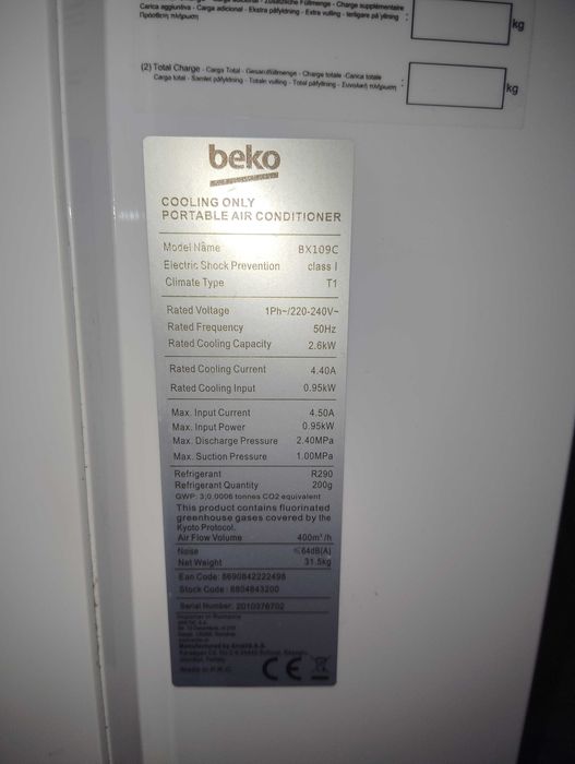 Vând climă portabila Beko 9000BTU