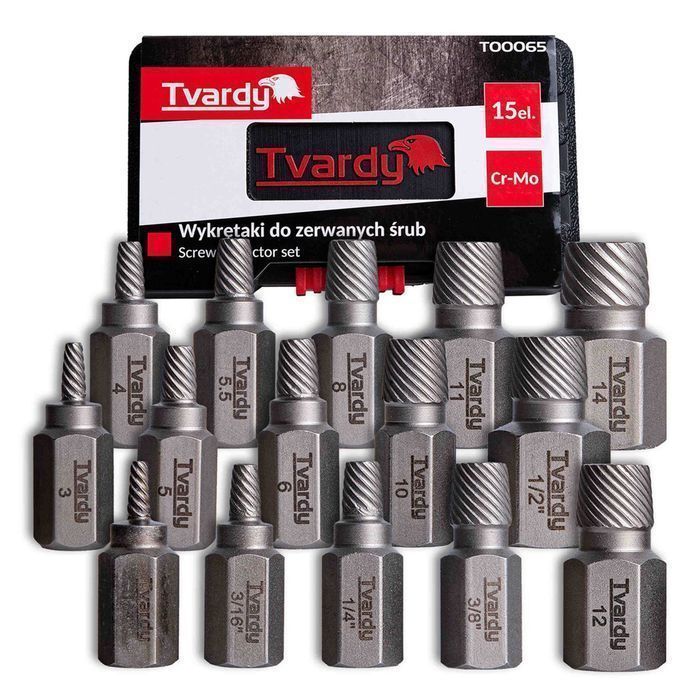 Trusa extractoare pentru suruburi uzate rupte 15 piese tvardy