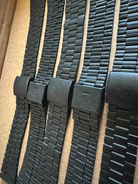 Lot 5 brățări ceas 18 mm din oțel inoxidabil, negre + curea silicon cu telescoape cadou