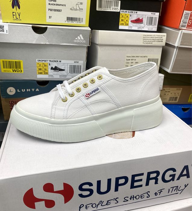 Дамски обувки Superga White-Gold НАМАЛЕНИ