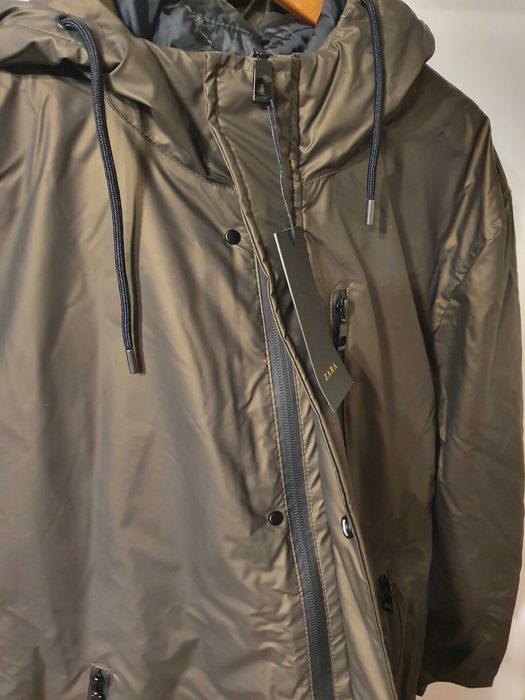 Parka /Geaca barbati Zara material cauciucat mar L - NOUA (kaki)