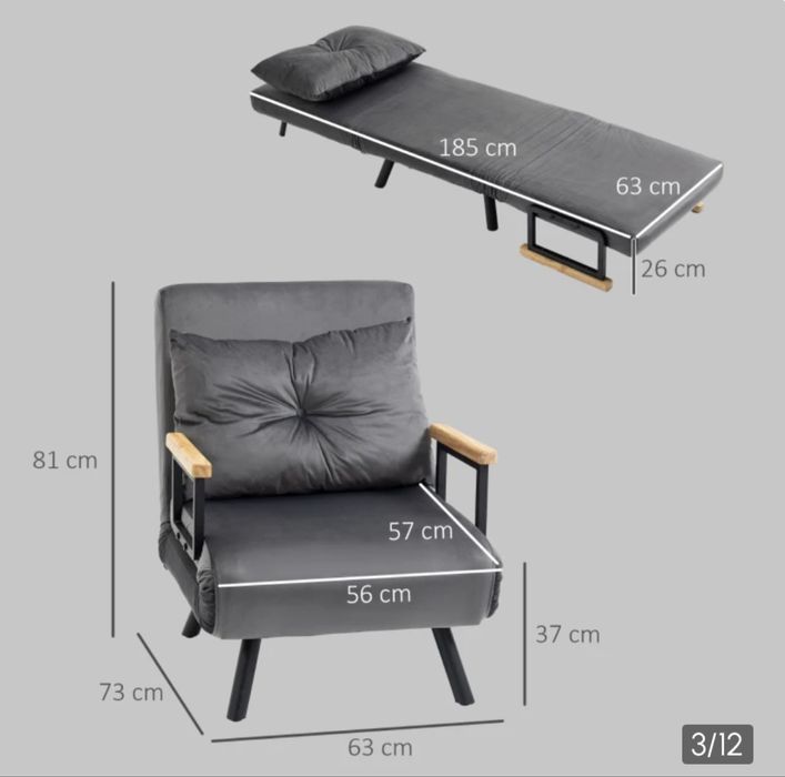 Fotoliu extensibil cu spătar, reglabil pe 5 nivele.