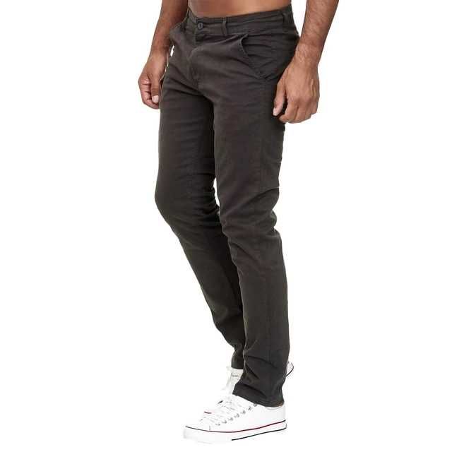 Pantaloni chino Elara bărbați, slim fit elastici, gri închis, 38/36