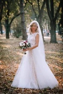 Rochie mireasa Natalia Vasilev Xs cu trena detasabila si voal inclus