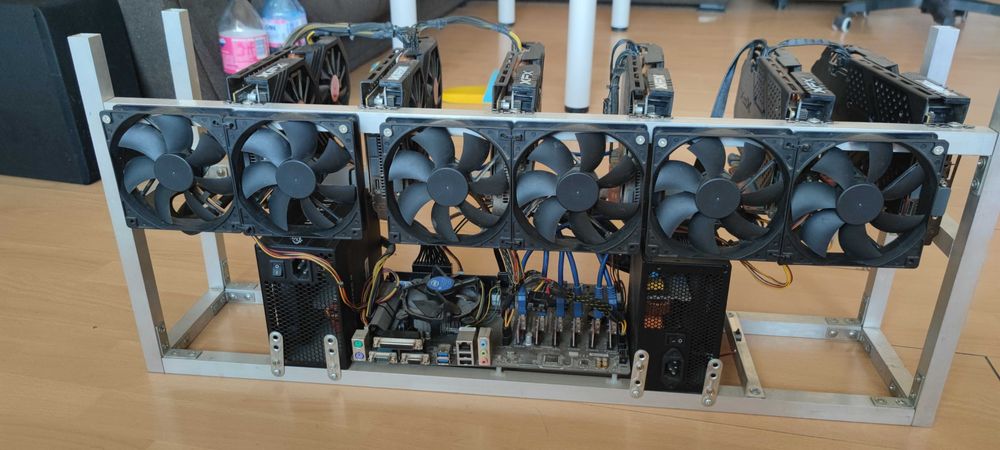 МАЙНИНГ РИГ 6x XFX RX 580 8GB 330 – 370 MH/s Ergo[ERG] и други — Пълен Комплект Тестван напълно работещ