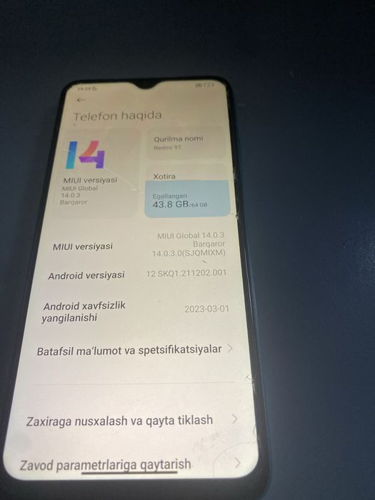 Redmi 9T ochilmagan telefon