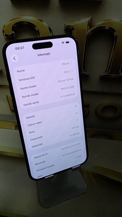 iPhone 16 Plus 5G 128GB Baterie Original:100% Preṭ  fix.
