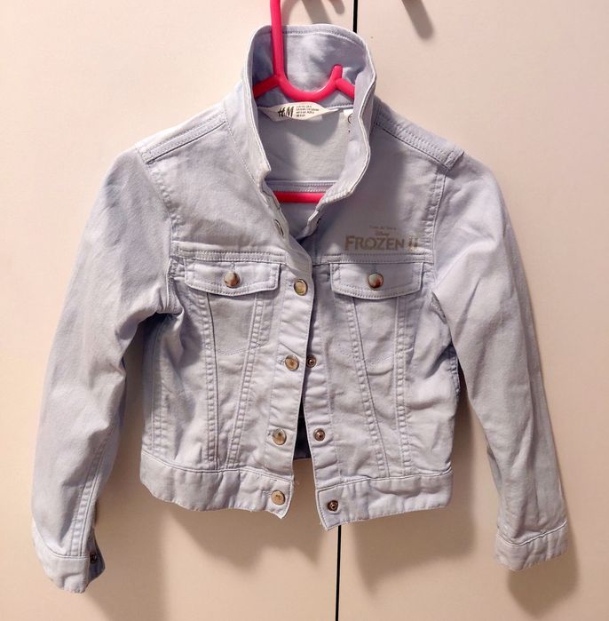 H&M Дънково яке с щампа, Елза Замръзнало кралство, размер 116