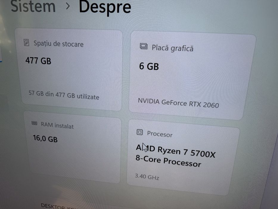 Unitate gaming HP OMEN Ryzen 7 5700X  500 gb ssd m2 , video asus RTX 2060