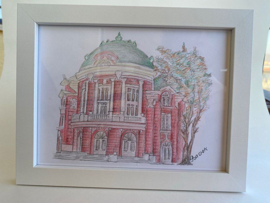 Ръчно рисувана картина на Варненски градски драматичен театър