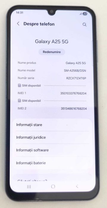 Telefon Samsung A25 5G (AG35 B 35609) Garantie 2 ani !