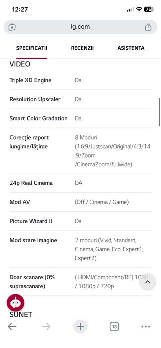 TV LG direct LED 106cm