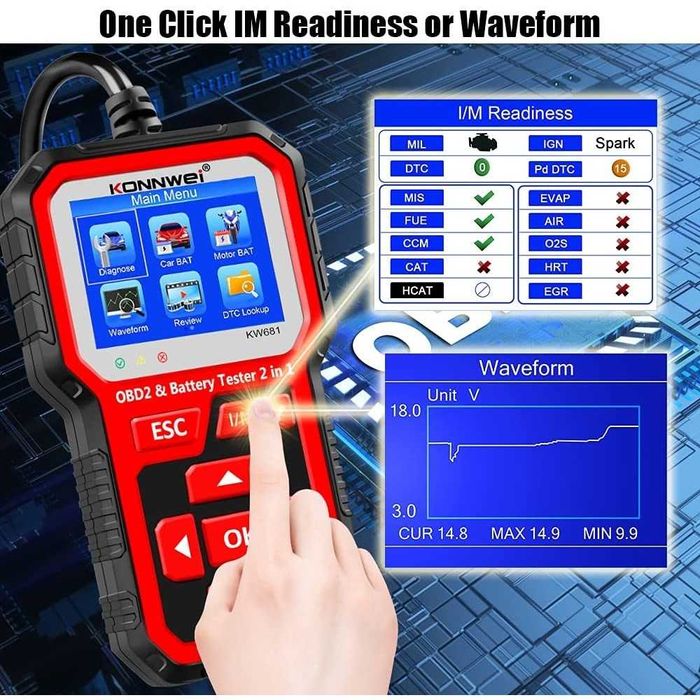 Професионална диагностика, тестер на акумулатор, KONNWEI KW681+Ъпдейти