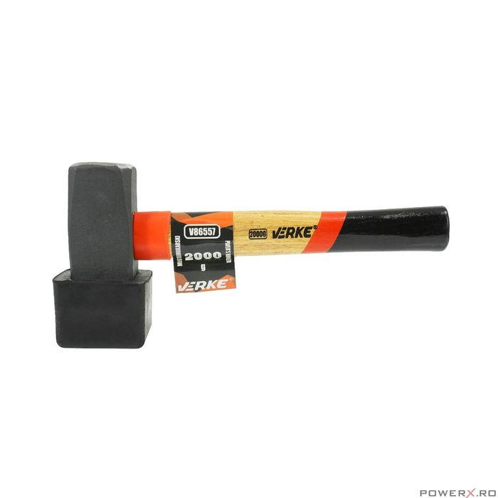 Ciocan din cauciuc cu cap dreptunghiular, 2000 g negru, maner din