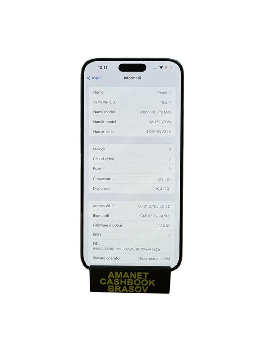 iPhone 15 Pro Max - 256 GB Memorie - Baterie 86 - Cashbook Amanet BV