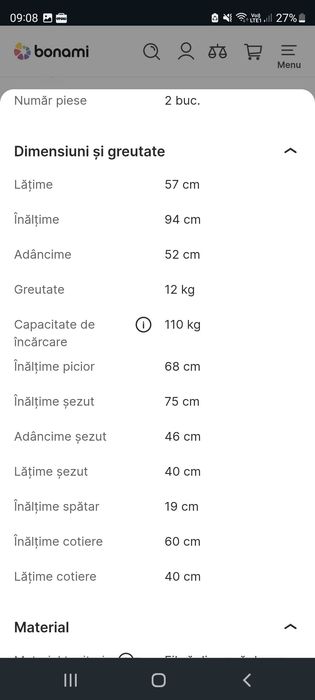 2 scaune de bar Mauro Ferretti dimensiuni diferite