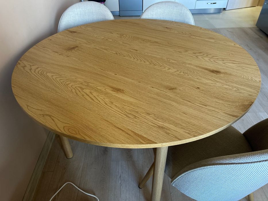 Кухненска маса, кръгла, цвят натурален дъб